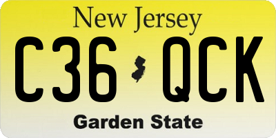 NJ license plate C36QCK