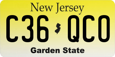 NJ license plate C36QCO