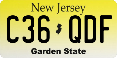NJ license plate C36QDF