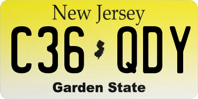 NJ license plate C36QDY