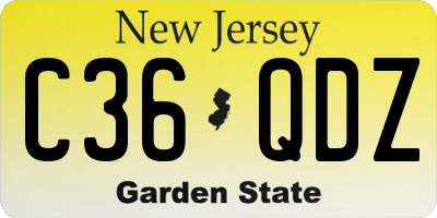 NJ license plate C36QDZ