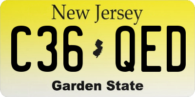 NJ license plate C36QED