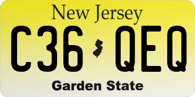 NJ license plate C36QEQ