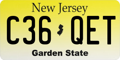NJ license plate C36QET