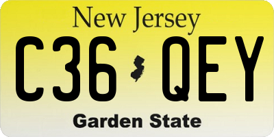 NJ license plate C36QEY