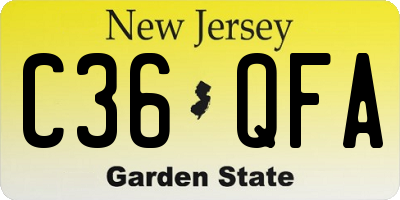 NJ license plate C36QFA