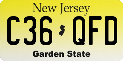 NJ license plate C36QFD