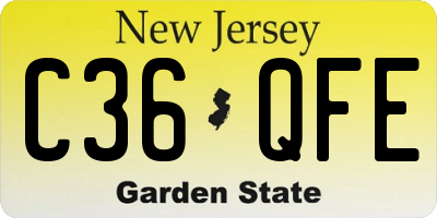 NJ license plate C36QFE