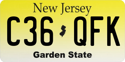NJ license plate C36QFK