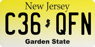 NJ license plate C36QFN