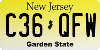 NJ license plate C36QFW