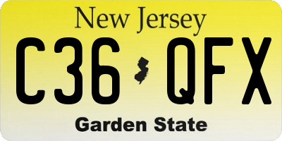NJ license plate C36QFX