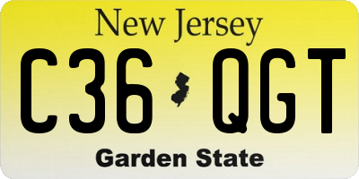 NJ license plate C36QGT