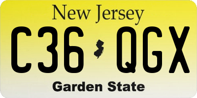 NJ license plate C36QGX