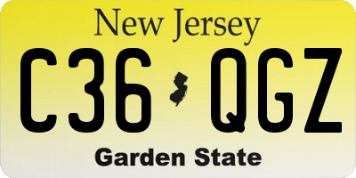 NJ license plate C36QGZ