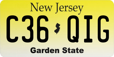 NJ license plate C36QIG