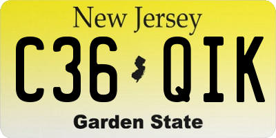 NJ license plate C36QIK