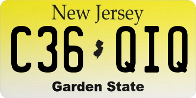 NJ license plate C36QIQ