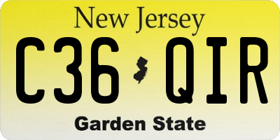 NJ license plate C36QIR
