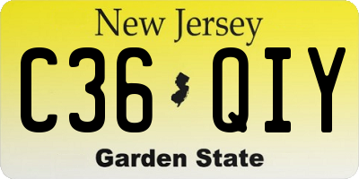 NJ license plate C36QIY