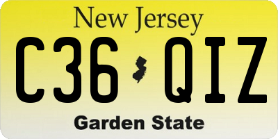 NJ license plate C36QIZ