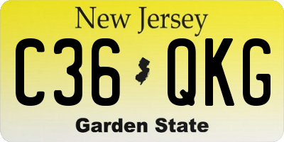 NJ license plate C36QKG