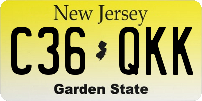 NJ license plate C36QKK