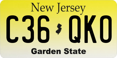 NJ license plate C36QKO