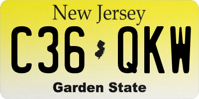 NJ license plate C36QKW