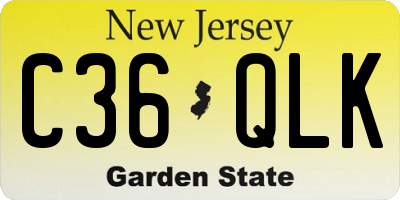 NJ license plate C36QLK