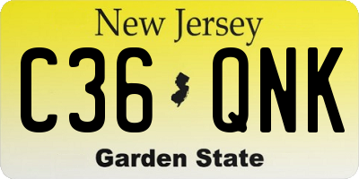 NJ license plate C36QNK