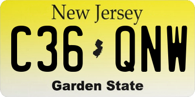 NJ license plate C36QNW