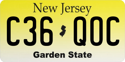 NJ license plate C36QOC