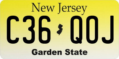 NJ license plate C36QOJ
