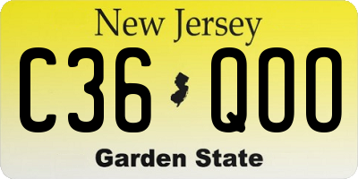 NJ license plate C36QOO