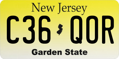 NJ license plate C36QOR