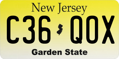 NJ license plate C36QOX
