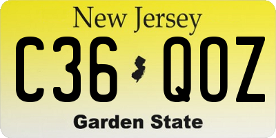 NJ license plate C36QOZ