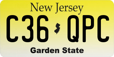 NJ license plate C36QPC