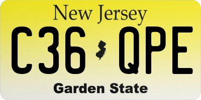 NJ license plate C36QPE