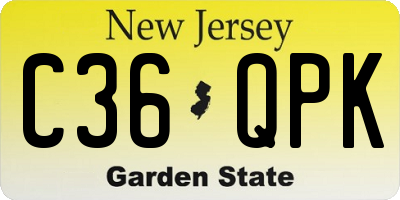 NJ license plate C36QPK