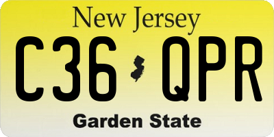NJ license plate C36QPR
