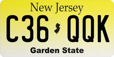 NJ license plate C36QQK