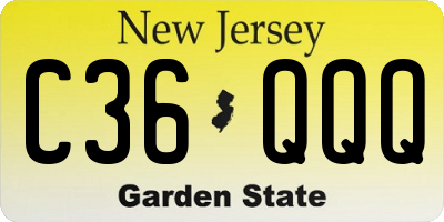 NJ license plate C36QQQ