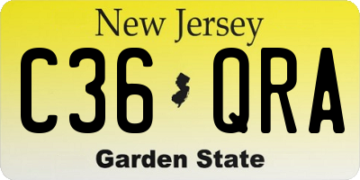 NJ license plate C36QRA