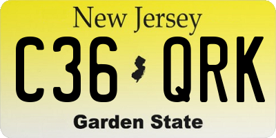 NJ license plate C36QRK