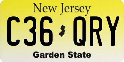 NJ license plate C36QRY