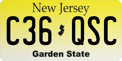 NJ license plate C36QSC