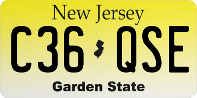 NJ license plate C36QSE