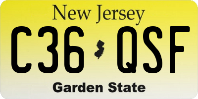 NJ license plate C36QSF